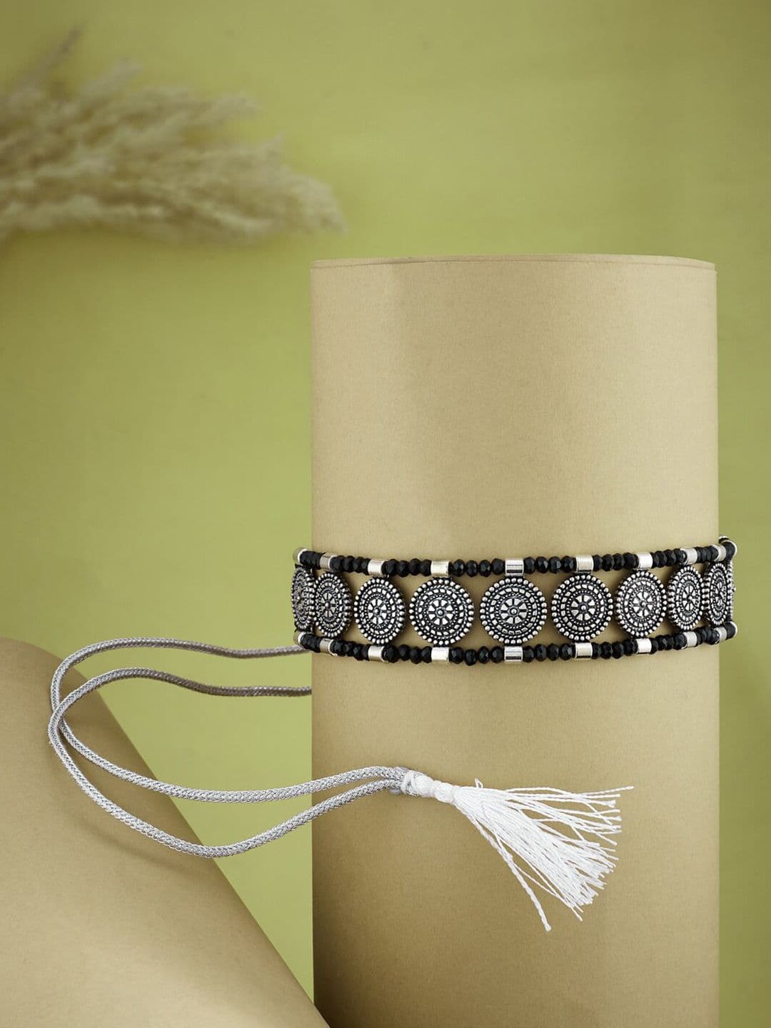 ATIBELLE Silver-Plated Beaded Brass Choker - Image 1