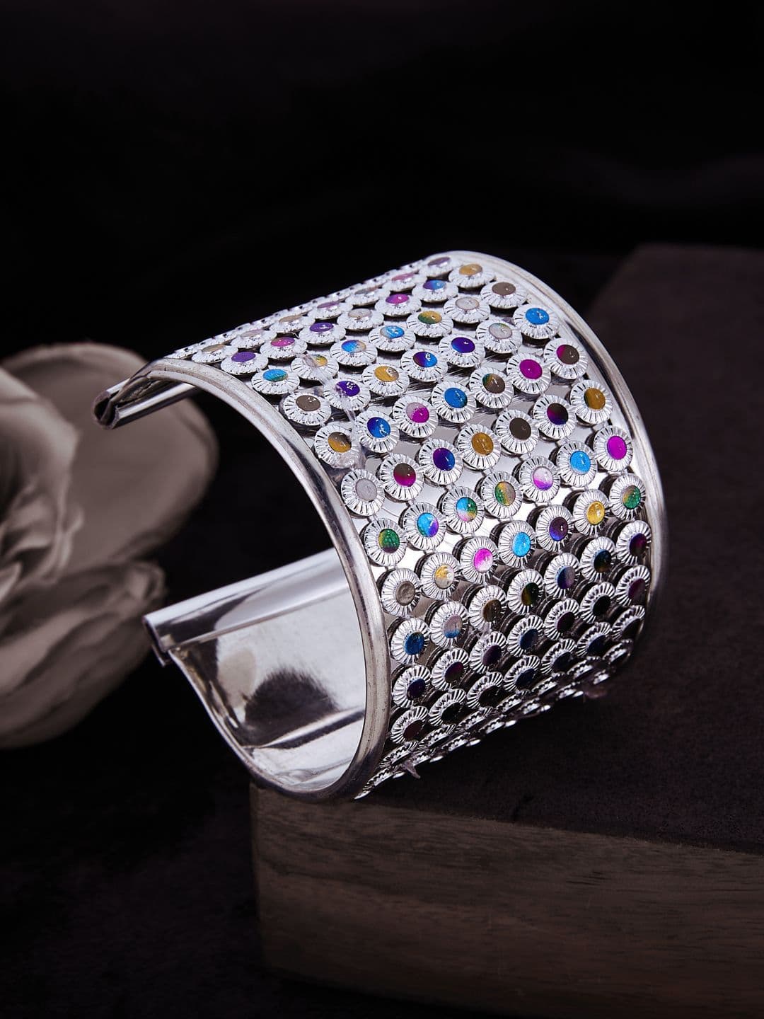 ATIBELLE German Silver Stone Studded Bangle - Image 1