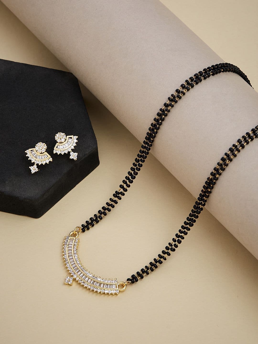 ATIBELLE Gold Plated Artificial Stones and Beads Mangalsutra - Image 1