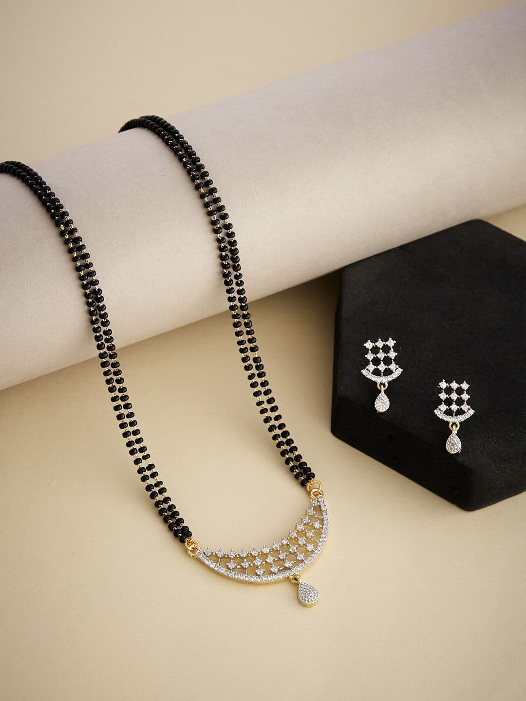 ATIBELLE Gold Plated Artificial Stones and Beads Mangalsutra - Image 1
