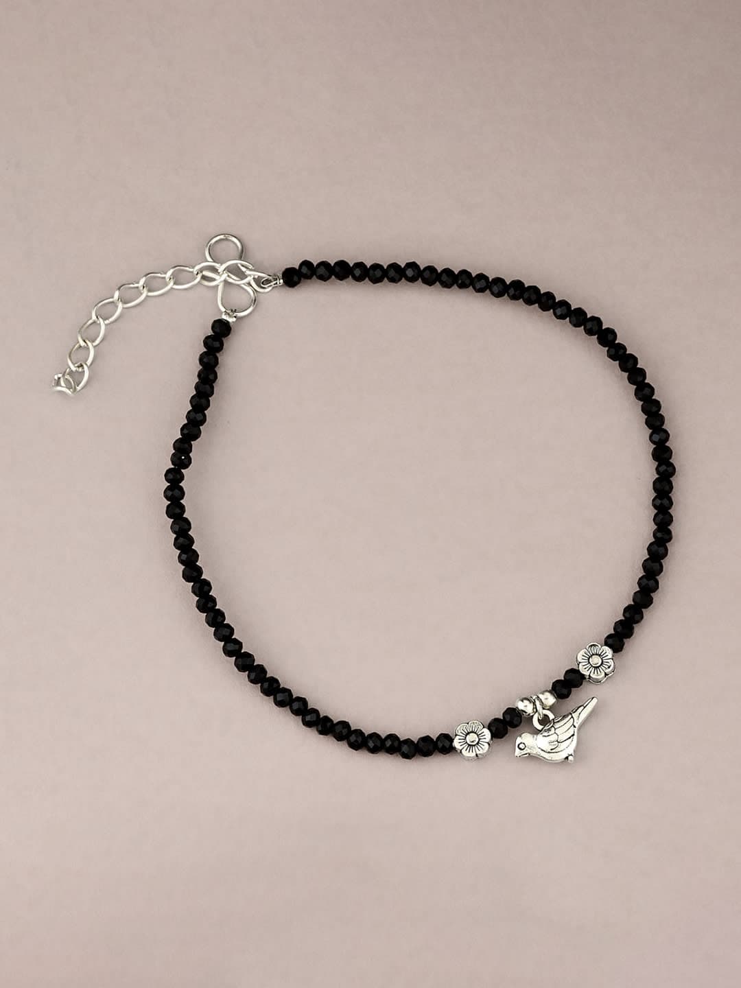 ATIBELLE Silver-Plated Artificial Beads Anklet - Image 1