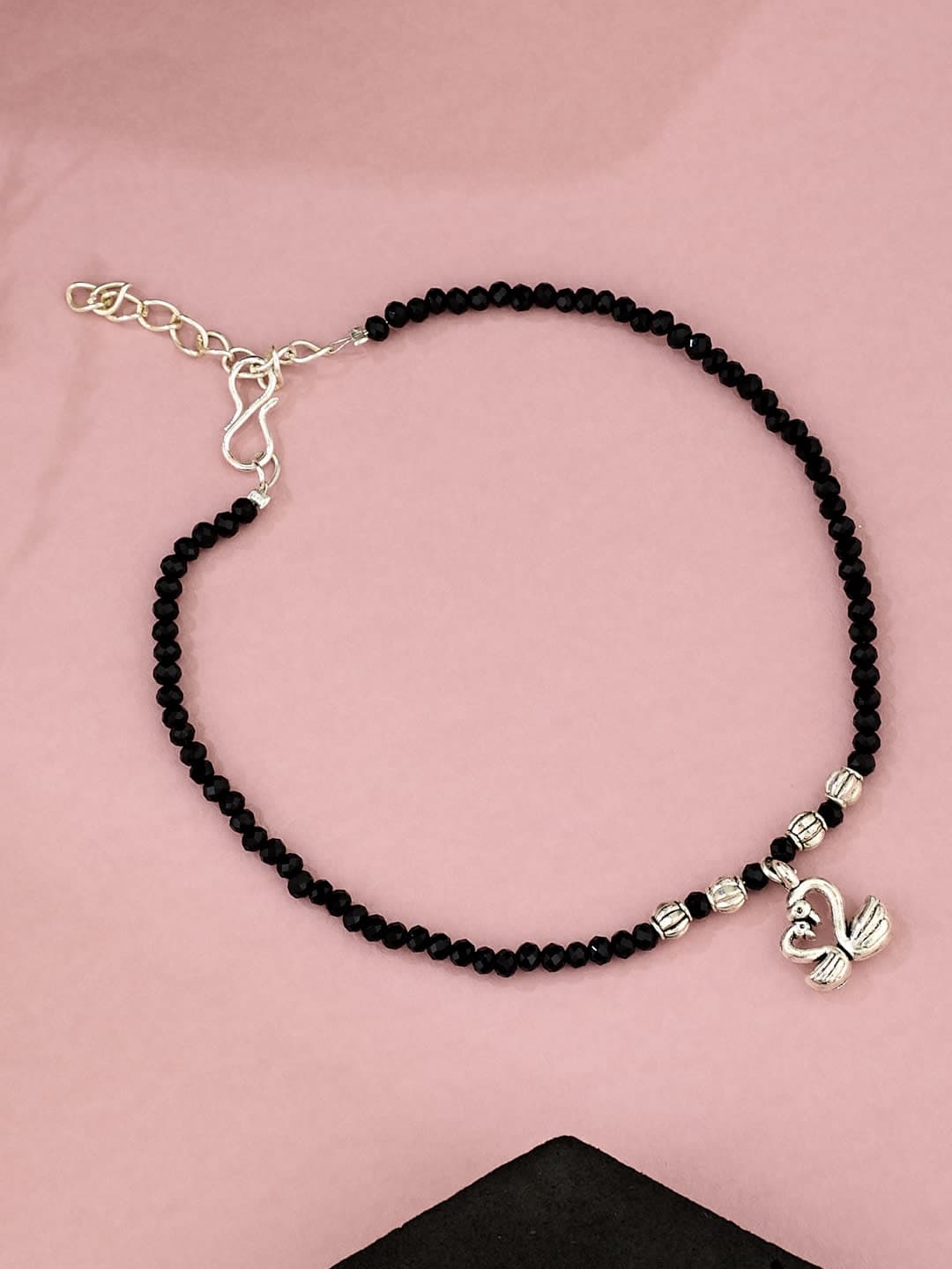 ATIBELLE Silver-Plated Artificial Beads Anklet - Image 1