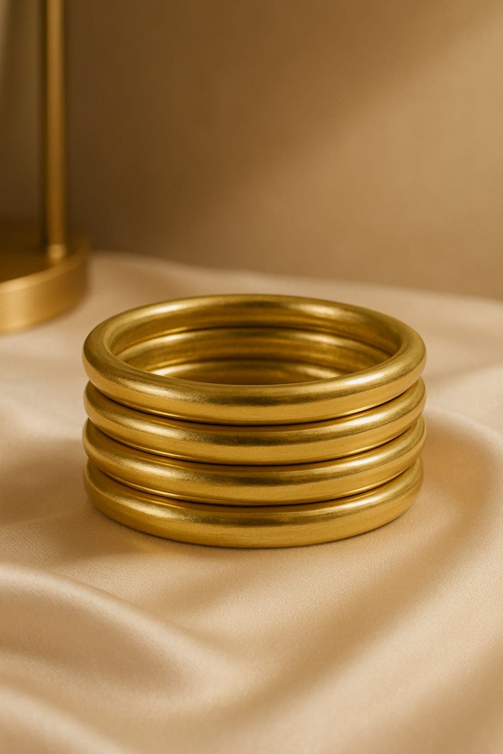 ATIBELLE Set Of 4 Gold-Plated Round Shaped Glossy Bangles