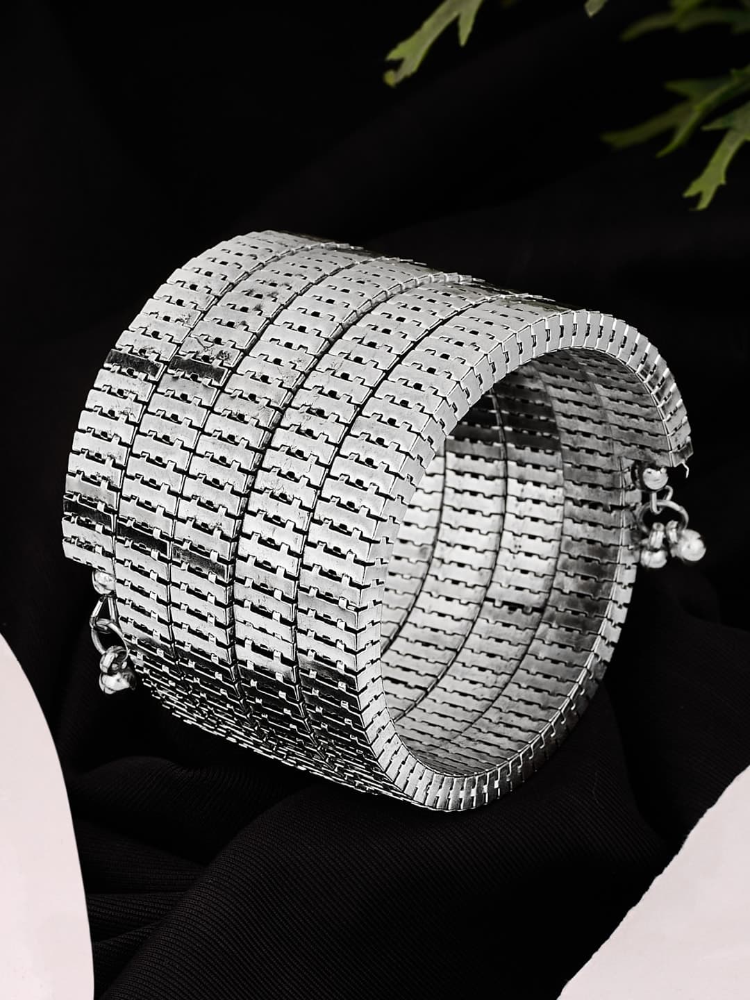 ATIBELLE Silver-Plated Spiral- Shaped Wraparound Bangle - Image 1