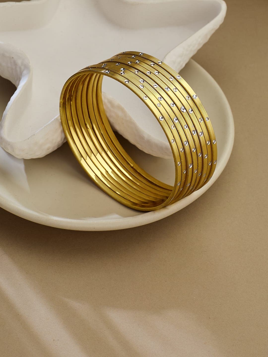 Atibelle Set Of 8 Gold-Plated Bangles - Image 1