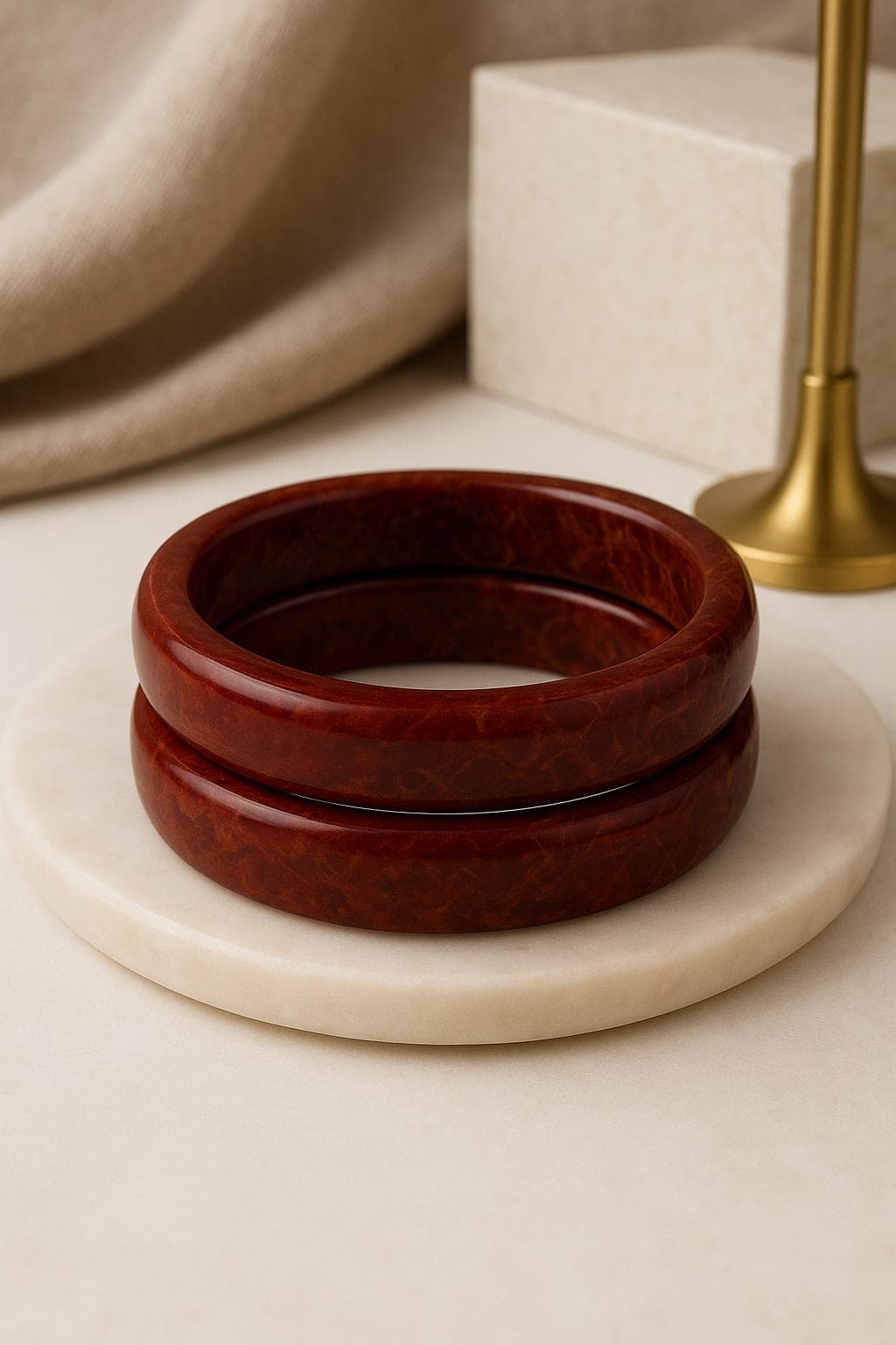 ATIBELLE Set Of 2 Round Shaped & Glossy Minimal Bangles
