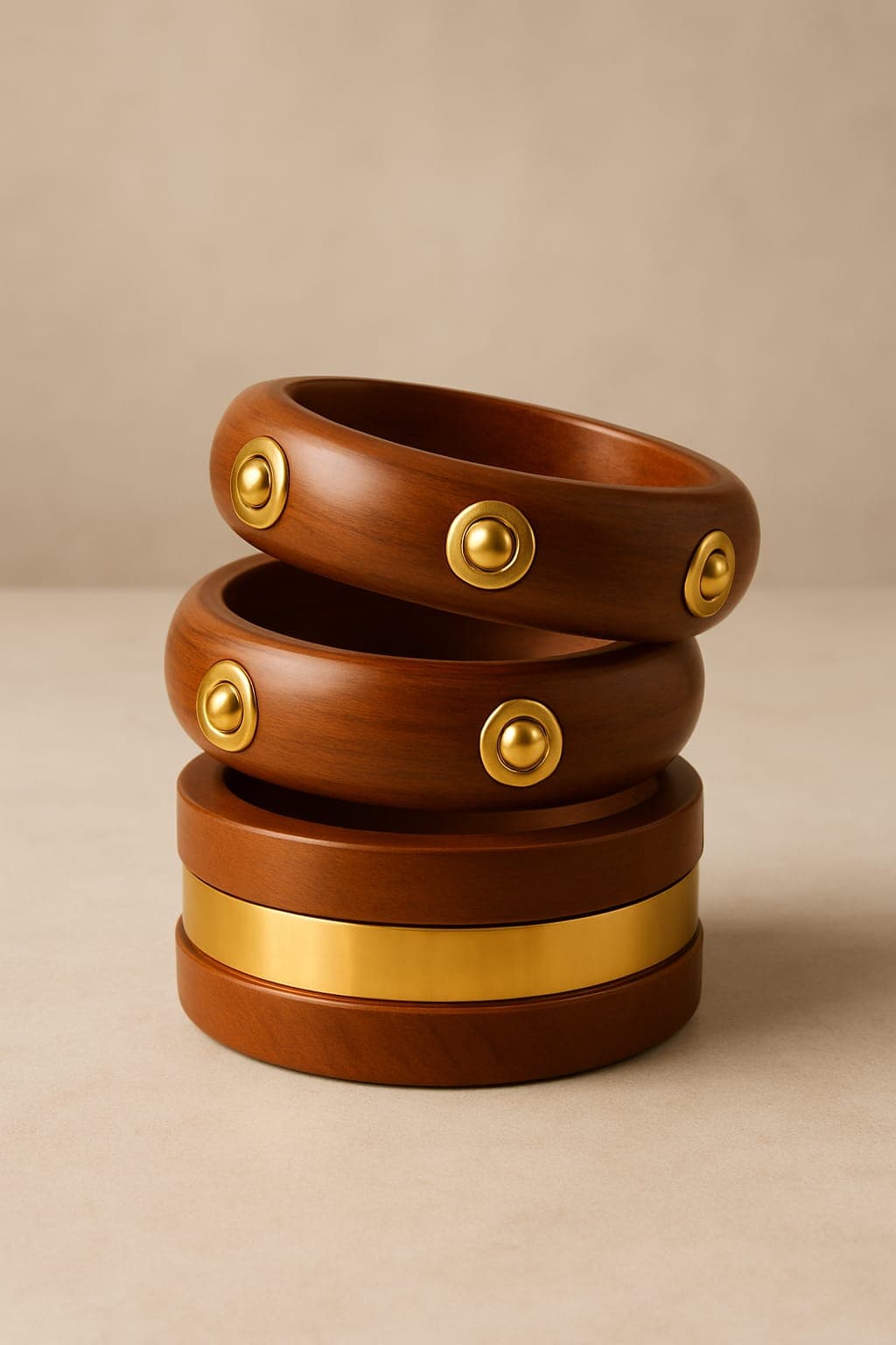 ATIBELLE Set Of 3 Gold-Plated & Round Shaped Stone Studded Bangles
