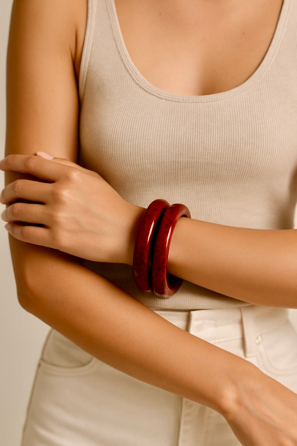 Atibelle Set Of 4 Round-Shaped Glossy Minimal Bangles