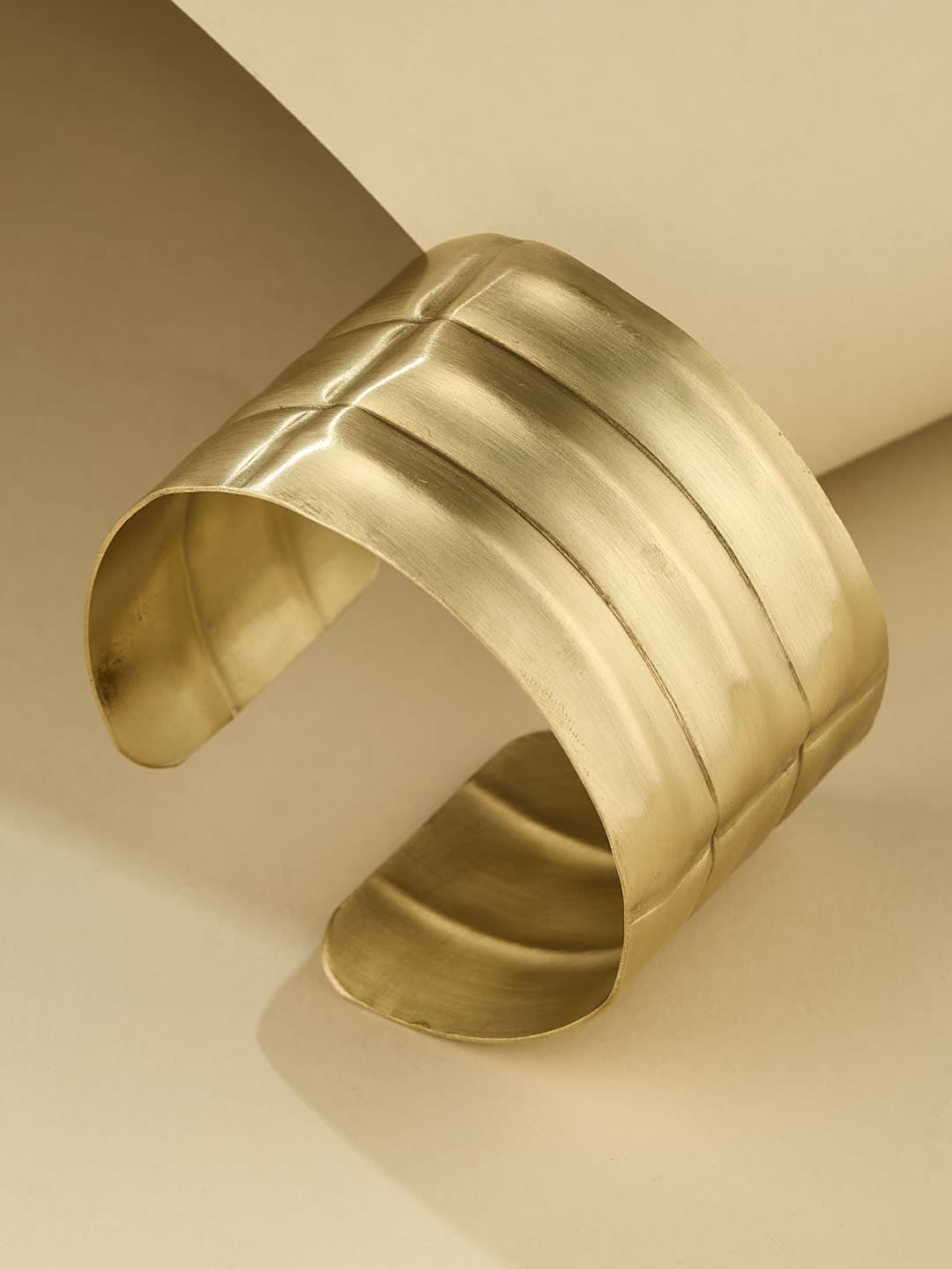 ATIBELLE Women Brass Silver-Plated Cuff Bracelet - Image 1