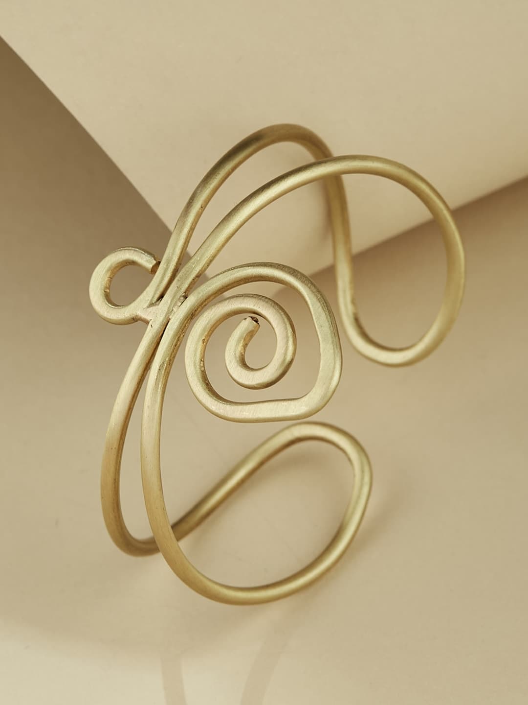 ATIBELLE Women Brass Gold-Plated Cuff Bracelet - Image 1