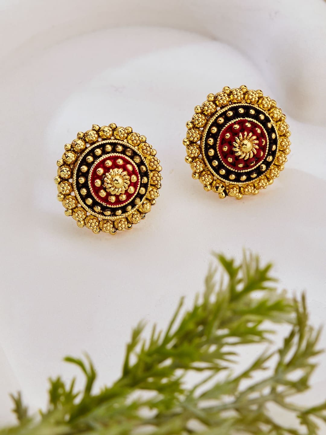 ATIBELLE Gold-Plated Meenakari Floral Studs