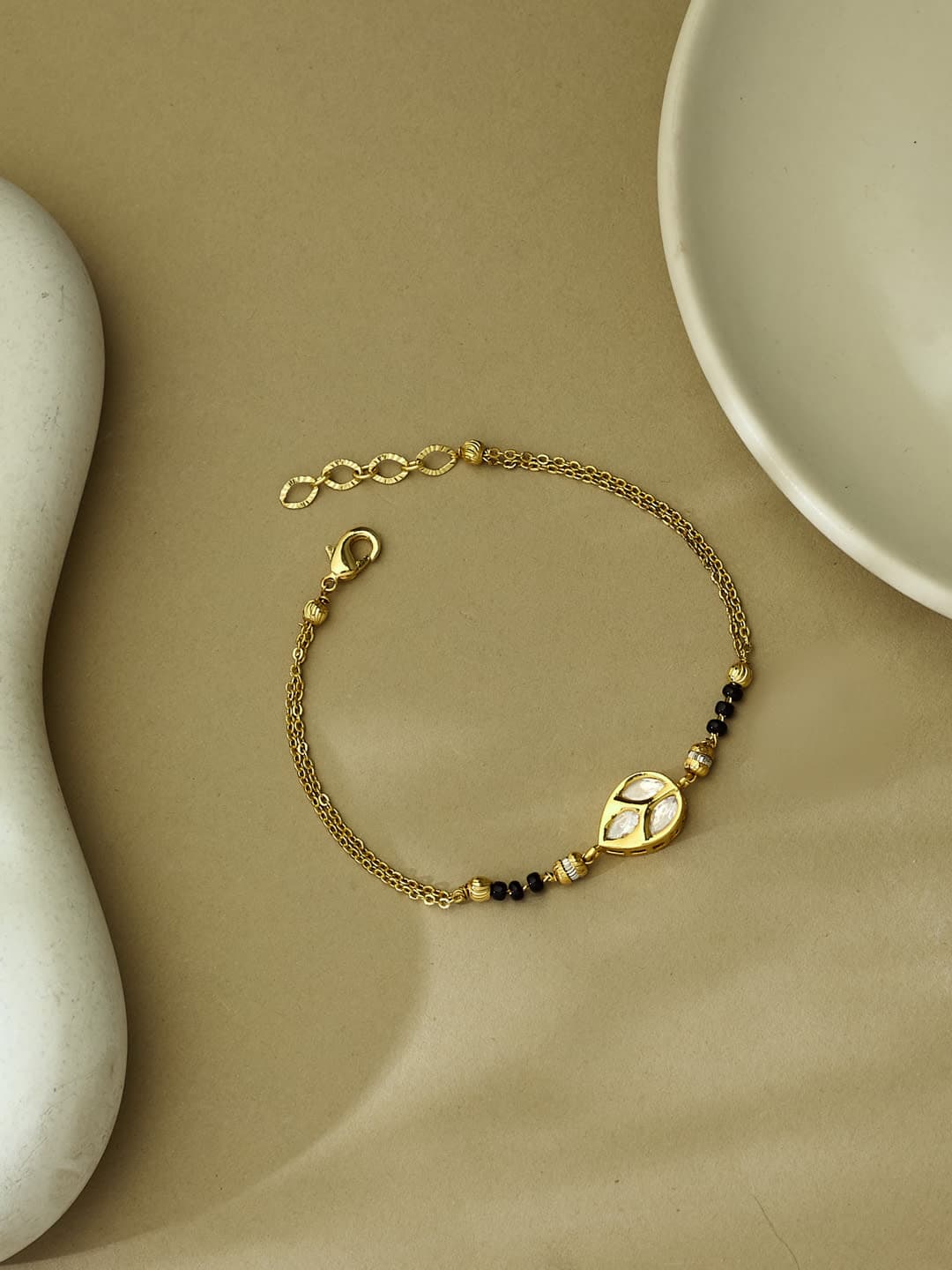 ATIBELLE Gold-Plated Kundan Studded Mangalsutra