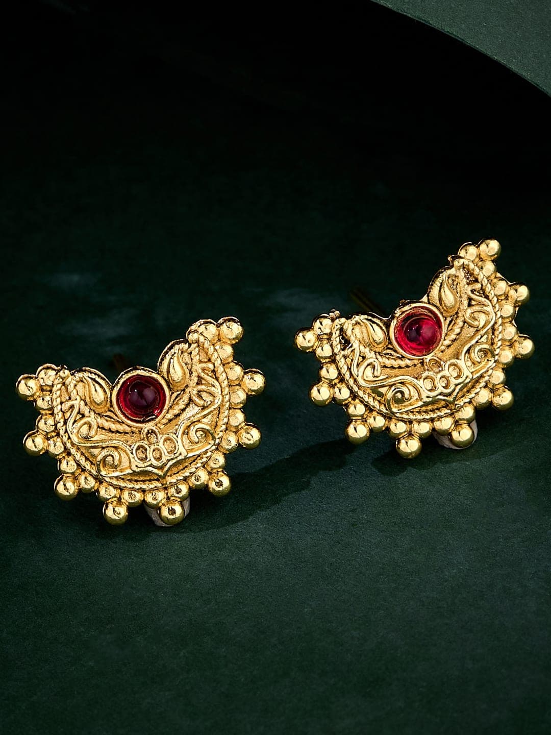 ATIBELLE Gold Plated Artificial Stones Studded Contemporary Studs - Image 1