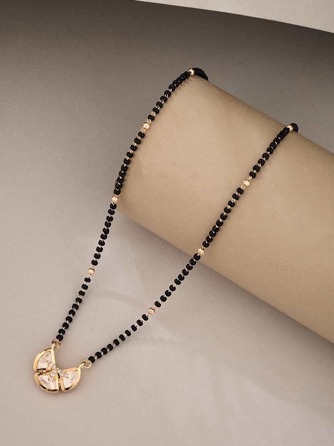 ATIBELLE Rose Gold-Plated Artificial Stones Mangalsutra - Image 1