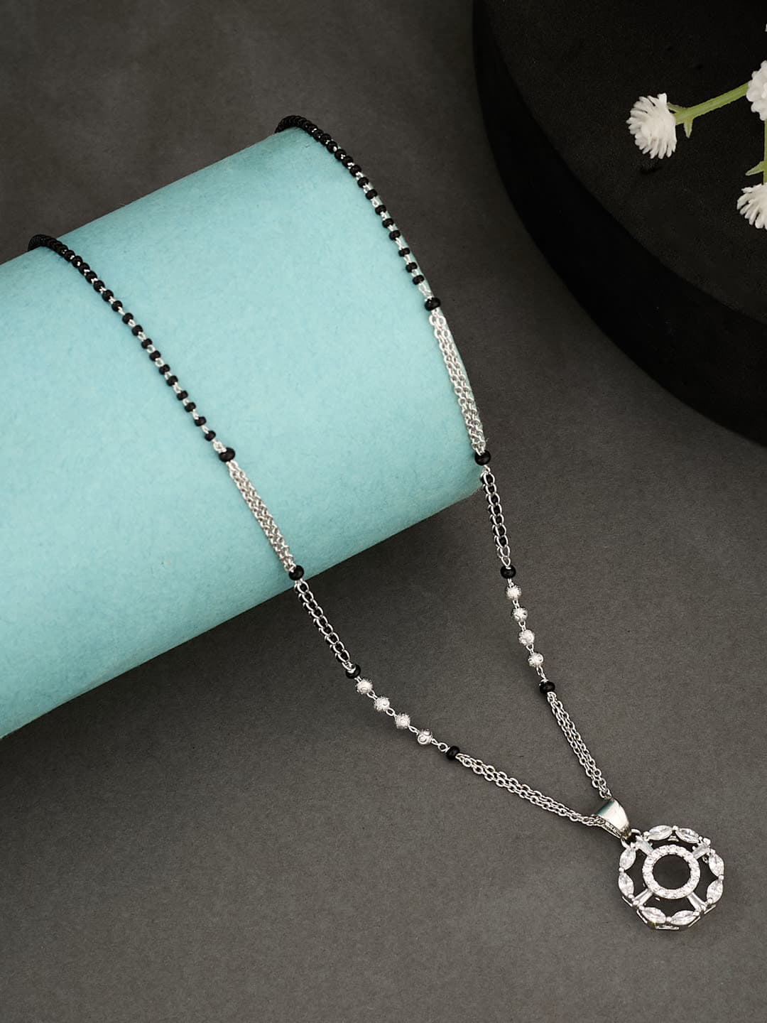 ATIBELLE Silver-Plated Artificial Stones Mangalsutra - Image 1