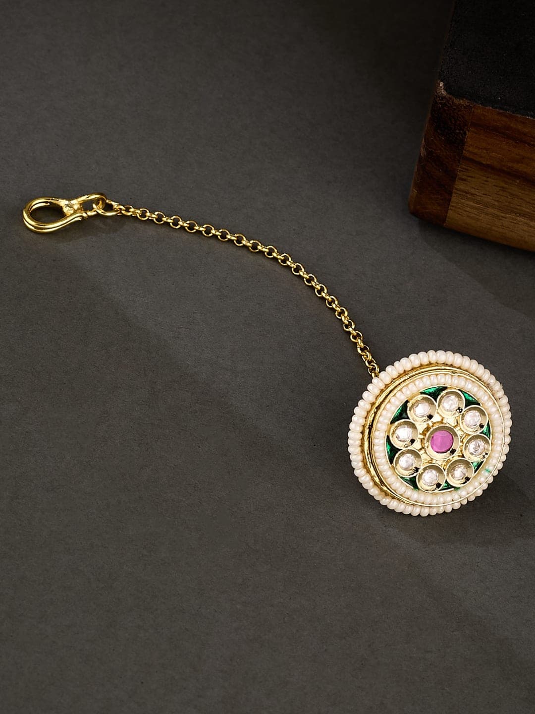 ATIBELLE Gold-Plated Kundan Studded Maang Tikka Head Jewellery