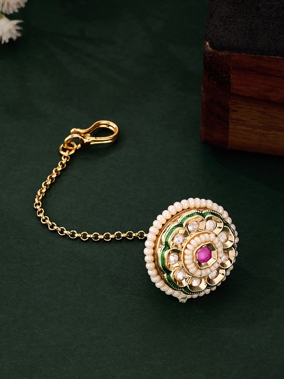 ATIBELLE Gold-Plated Kundan Studded Maang Tikka Head Jewellery