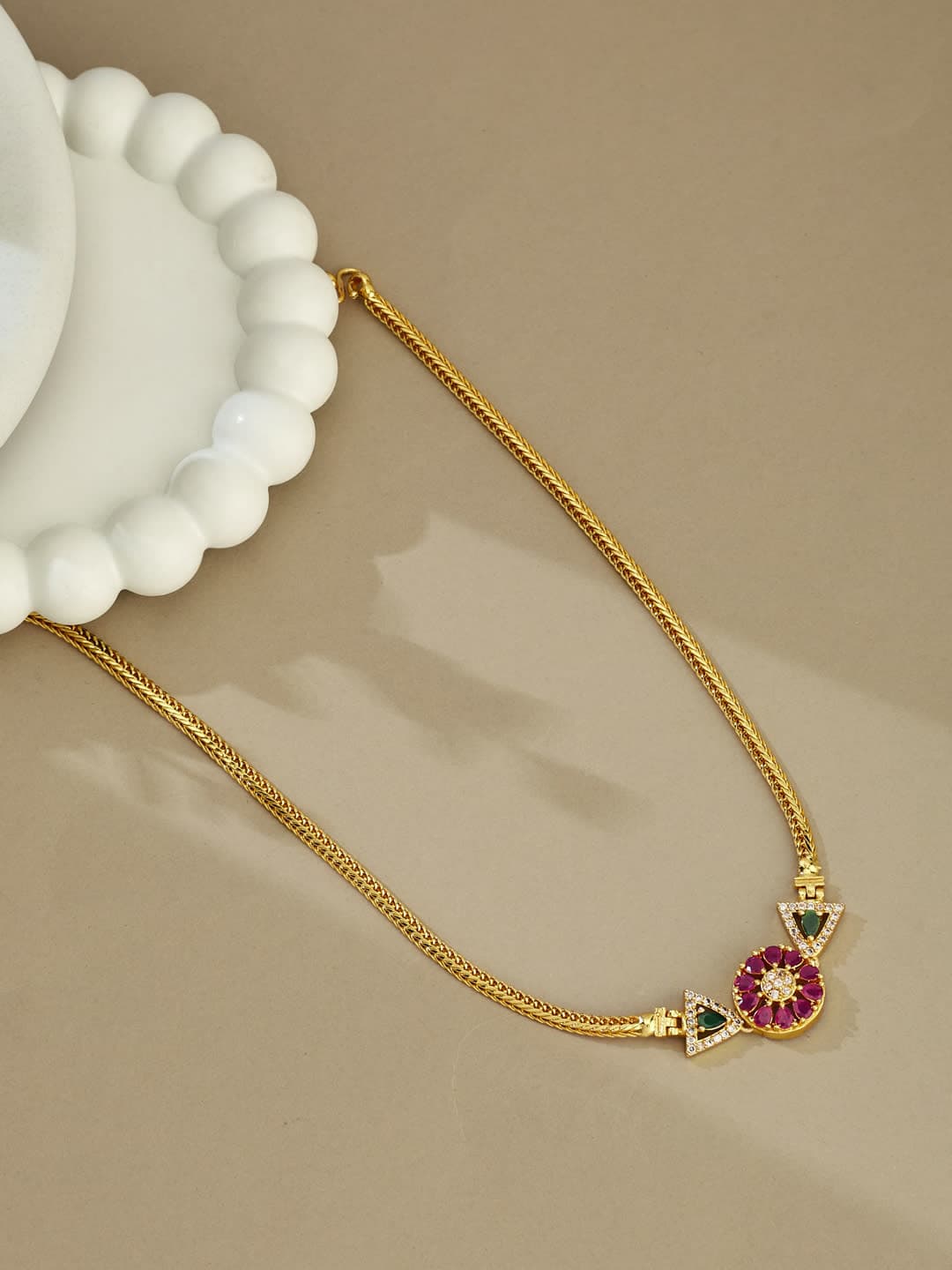 ATIBELLE Brass Gold-Plated Meenakari Necklace - Image 1
