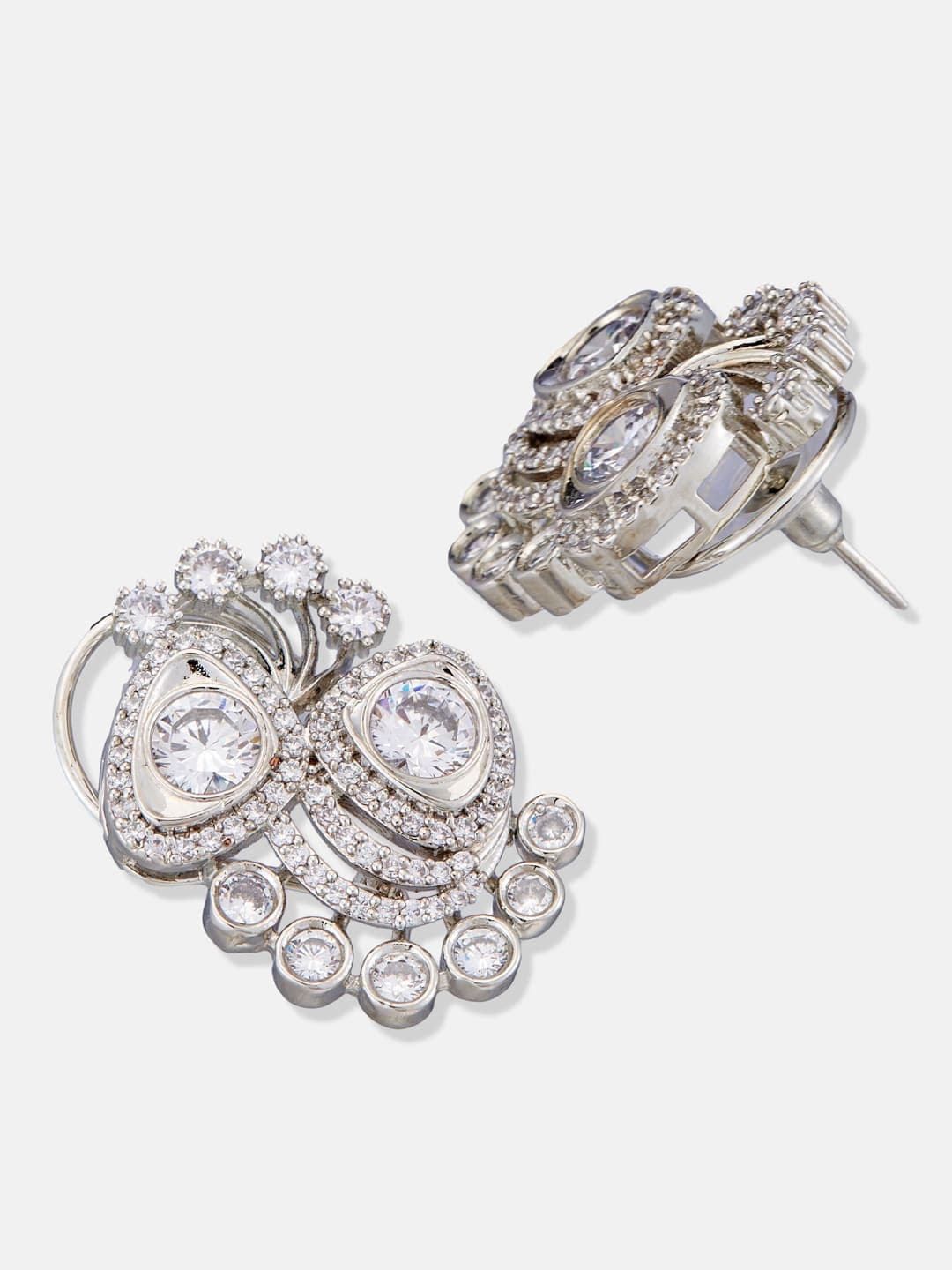 ATIBELLE Gold-Plated Kundan Stone Studed Geometric Shaped Studs