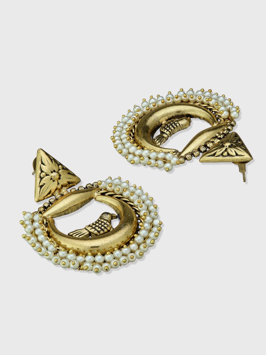 ATIBELLE German Silver Gold-Plated Artificial Stones Studded & Beaded Chandbalis - Image 1