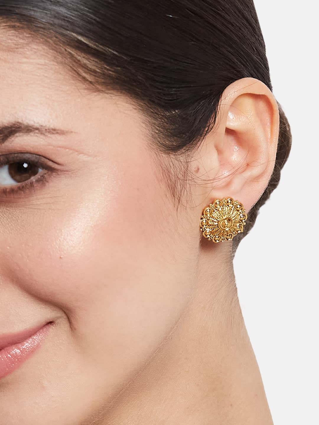 ATIBELLE Gold-Plated Floral Shaped Minimal Studs - Image 1