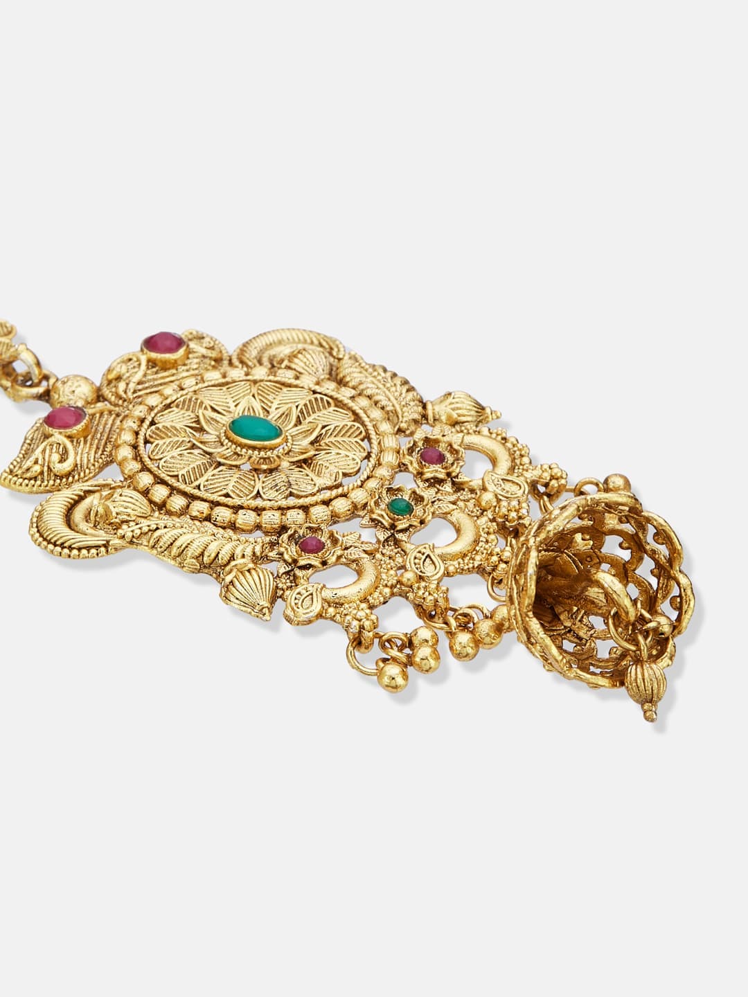 ATIBELLE Gold-Plated Artificial Stones Studded Maang Tikka Head Jewellery