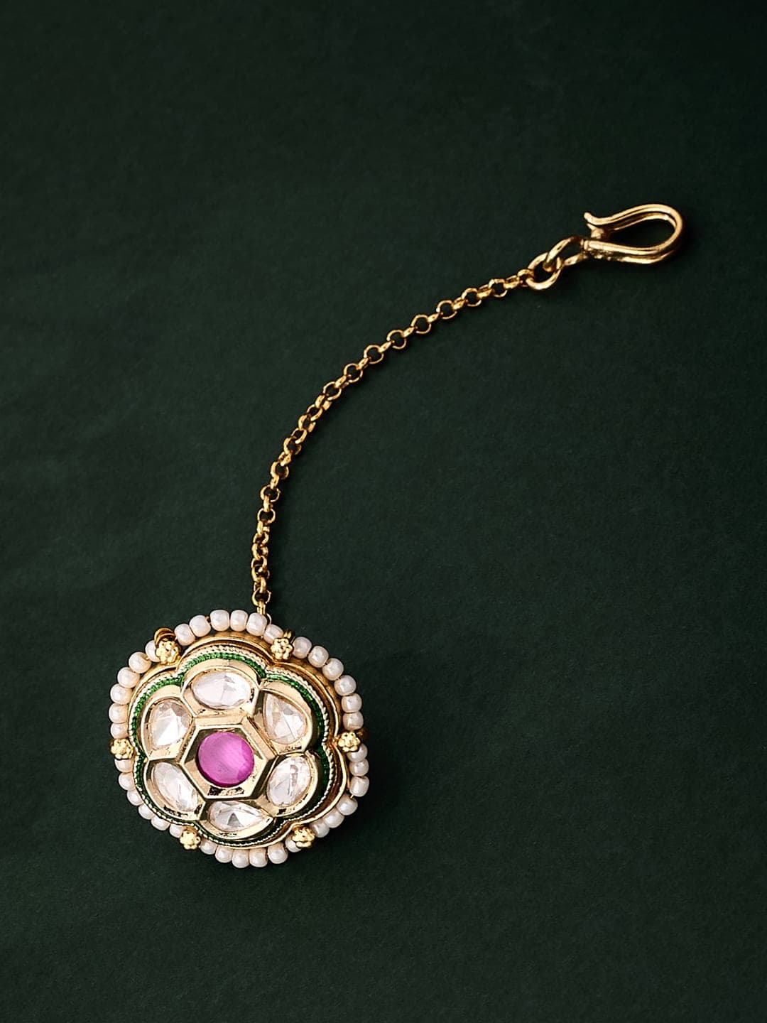ATIBELLE Gold-Plated Kundan Studded Maang Tikka Head Jewellery